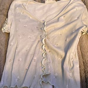 Green button up crop top never worn